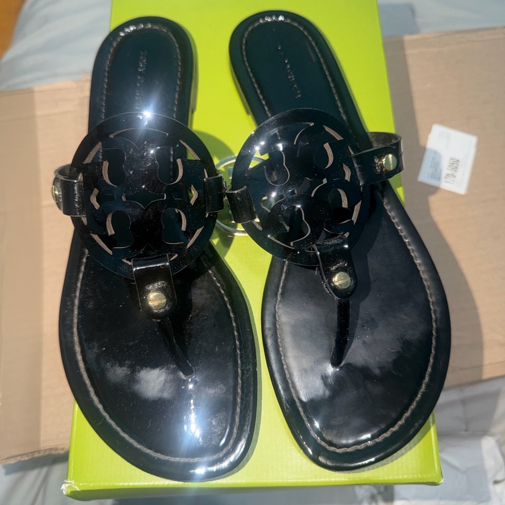 Tory Burch perfect black miller patent leather sandals